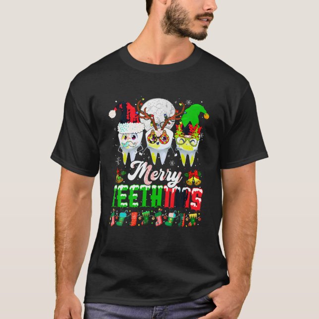 Camiseta Feliz Navidad Dientes Tres Reyes Santa Elf Tee (Anverso)