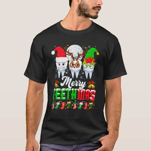 Camiseta Feliz Navidad Dientes Tres Reyes Santa Elf Tee (Anverso)