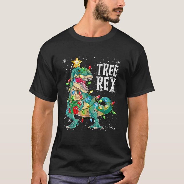 Camiseta Feliz Navidad Dinosaurios Árbol Rex Pajamas Hombre (Anverso)
