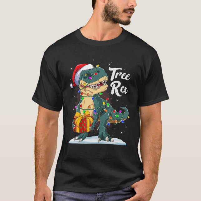 Camiseta Feliz Navidad Dinosaurios Árbol Rex Pajamas Xmas L (Anverso)