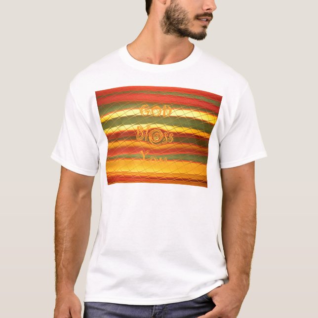 Camiseta Feliz Navidad Dios bendiga tu diseño de colores (Anverso)