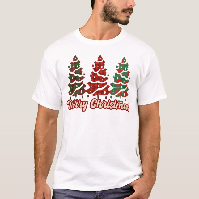 Camiseta Feliz Navidad - Diseño de árboles de yeso de búfal (Anverso)