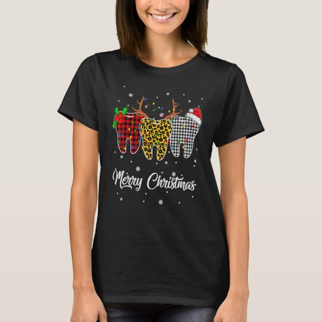 Camiseta Feliz Navidad Disfraz de Diente Asistente Dental X (Anverso)