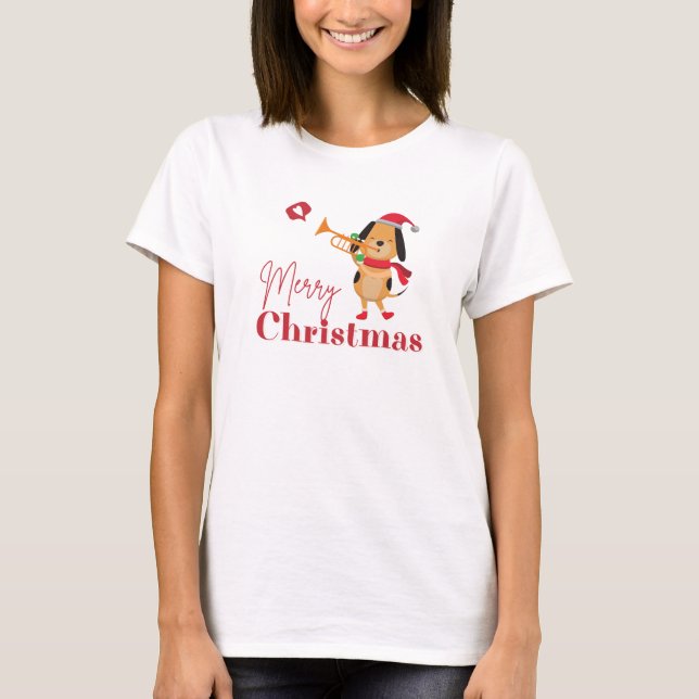 Camiseta Feliz Navidad divertido perro T-Shirt (Anverso)