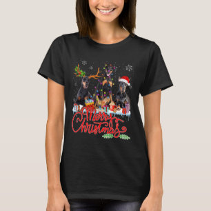Camiseta Feliz Navidad Doberman Pinscher perros Santa Reind