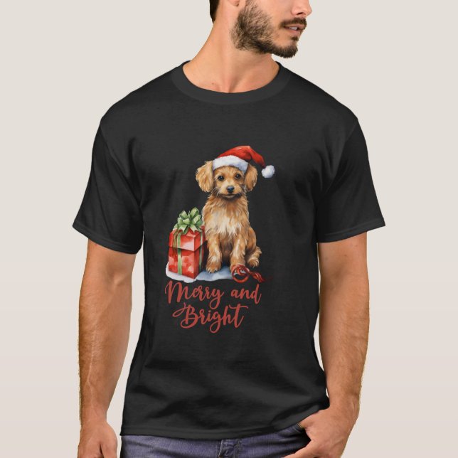 Camiseta Feliz Navidad Dog Merry and Bright L (Anverso)