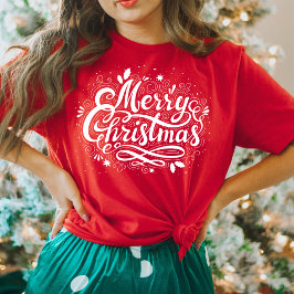Camiseta Feliz Navidad en escritura blanca