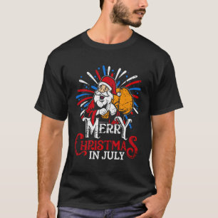 Camiseta Feliz Navidad En Julio Divertido Santa Claus Eeuu
