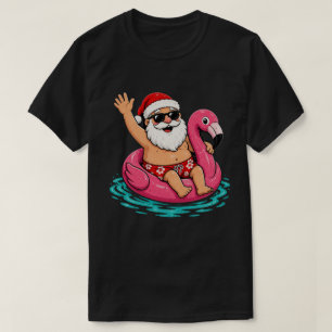 Camiseta Feliz Navidad en Julio Flamingo Tropical Santa