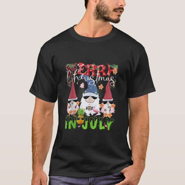 Camiseta Feliz Navidad en julio Funny Gnomes Café Flamin (Anverso)