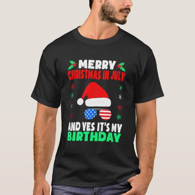 Camiseta Feliz Navidad En Julio Nacido Partido Cumpleaños - (Anverso)