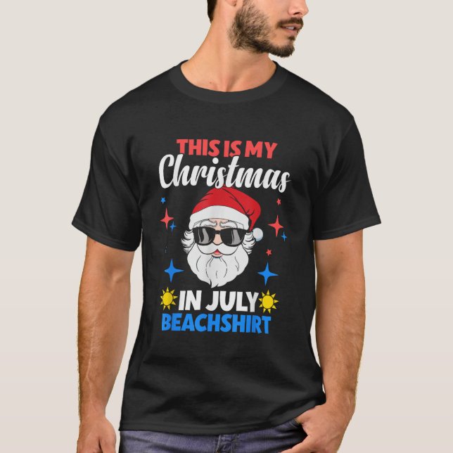 Camiseta Feliz Navidad en julio Papá Noel en los hombres de (Anverso)