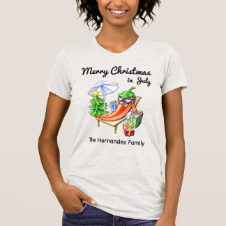 Camiseta Feliz Navidad en julio Personalizable verano diver