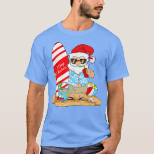 Camiseta Feliz Navidad En Julio Santa Claus Surfboard Summ