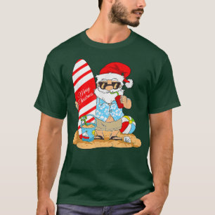 Camiseta Feliz Navidad En Julio Santa Claus Surfboard Summ