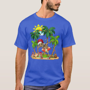 Camiseta Feliz Navidad En Julio Santa Hat Dabbing Skeleton