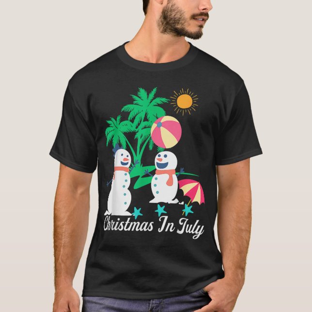 Camiseta Feliz Navidad En Julio Snowman TShirts Decoración (Anverso)
