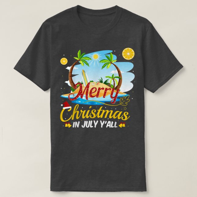 Camiseta Feliz Navidad En Julio Yall Verano De Playa Gracio (Diseño del anverso)