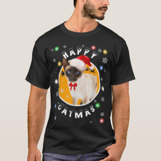 Camiseta Feliz Navidad en un gato siamés de Navidad en Sant
