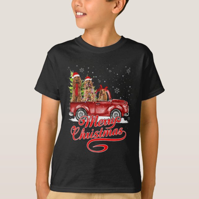 Camiseta Feliz Navidad Er Spaniel Perros Santa Reindeer Red (Anverso)