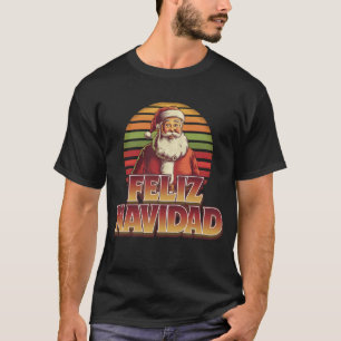 Camiseta Feliz Navidad es Merry Christmas en español Santa