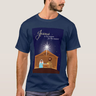 Camiseta Feliz Navidad Escena de Natividad Ilustrada