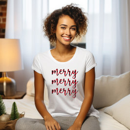 Camiseta Feliz Navidad, escritura moderna y roja recortan a