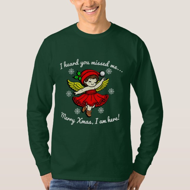 Camiseta Feliz Navidad estoy aquí con manga larga (Anverso)