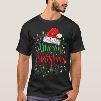 Camiseta Feliz Navidad Familia Matanza Santa Hat Luces X