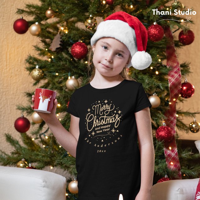Camiseta Feliz Navidad Feliz Año Nuevo Año Nuevo Moderno Ne (Subido por el creador)