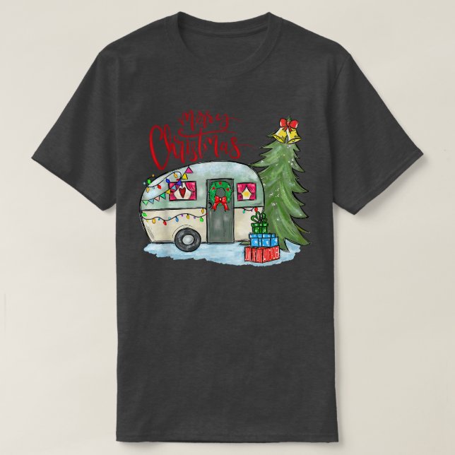 Camiseta Feliz Navidad Feliz Camper Funny Camping Life Fa (Diseño del anverso)