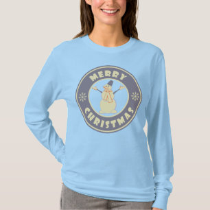 Camiseta Feliz Navidad feliz estilo de café famoso de nieve