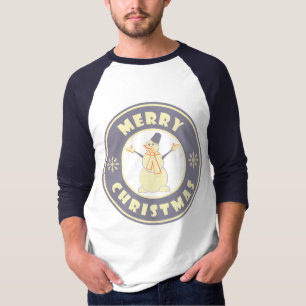 Camiseta Feliz Navidad feliz estilo de café famoso de nieve