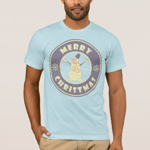 Camiseta Feliz Navidad feliz estilo de café famoso de nieve