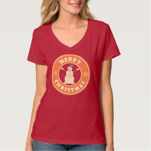 Camiseta Feliz Navidad feliz estilo de café famoso de nieve