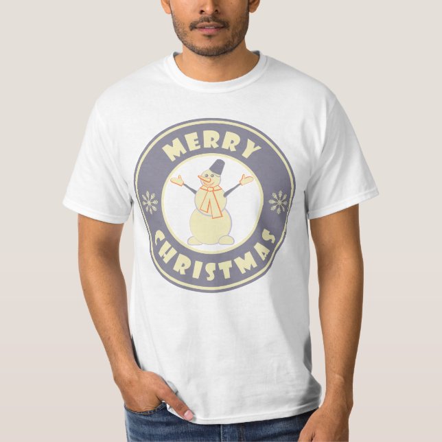 Camiseta Feliz Navidad feliz estilo de café famoso de nieve (Anverso)