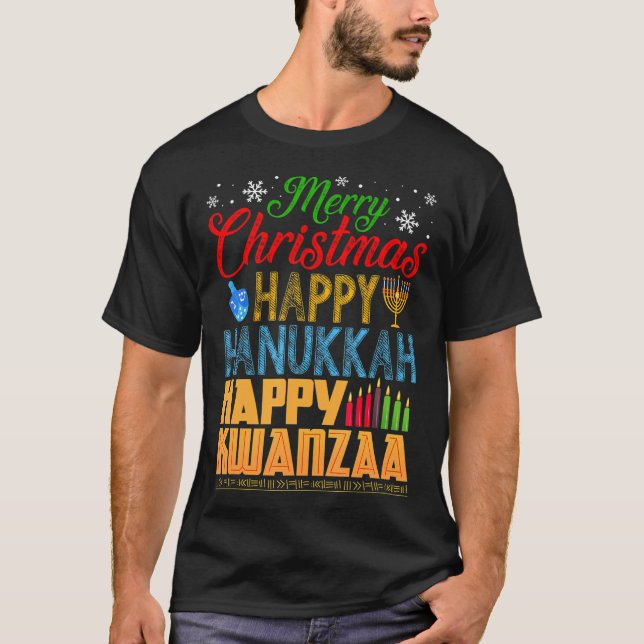 Camiseta Feliz Navidad Feliz Hanukkah Feliz Kwanzaa (Anverso)