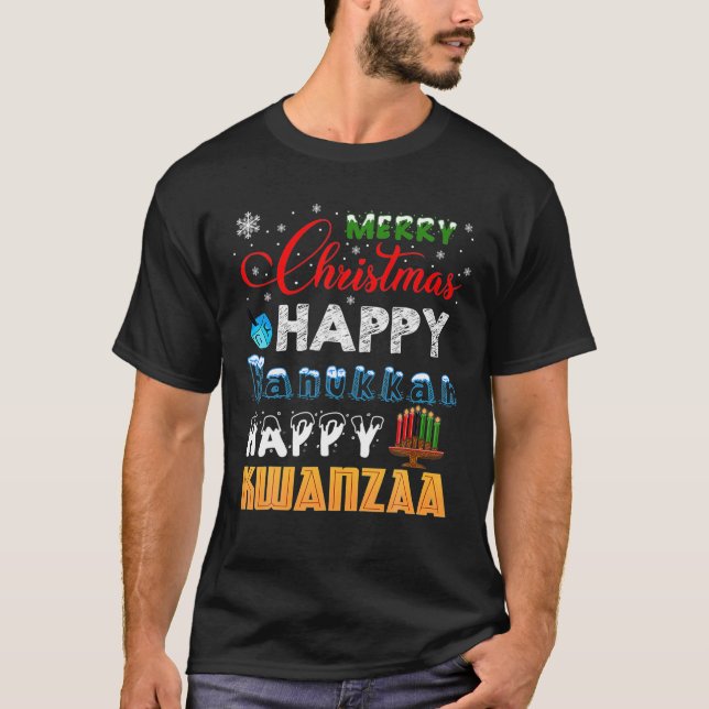Camiseta Feliz Navidad Feliz Hanukkah Feliz Kwanzaa (Anverso)