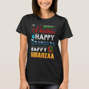 Camiseta Feliz Navidad Feliz Hanukkah Feliz Kwanzaa