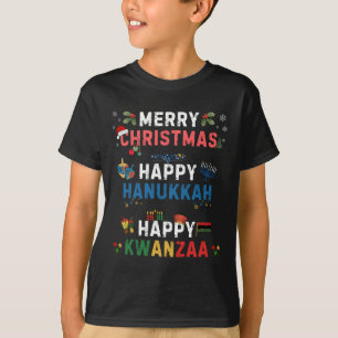 Camiseta Feliz Navidad Feliz Hanukkah Feliz Kwanzaa 10
