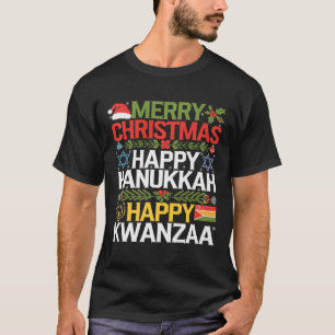 Camiseta Feliz Navidad Feliz Hanukkah Feliz Kwanzaa 13