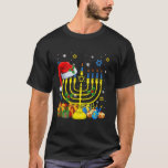 Camiseta Feliz Navidad Feliz Hanukkah Menorah Santa<br><div class="desc">Feliz Feliz Navidad Feliz Hanukkah Menorah Santa Claus Gorra</div>