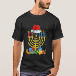 Camiseta Feliz Navidad Feliz Hanukkah Menorah Santa<br><div class="desc">Feliz Feliz Navidad Feliz Hanukkah Menorah Santa Claus Gorra</div>