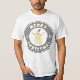 Camiseta Feliz Navidad feliz muñeco de nieve estilo de café