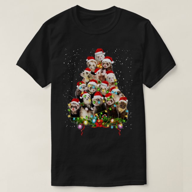 Camiseta Feliz Navidad Ferret Navidad Ornamento Árbol San (Diseño del anverso)
