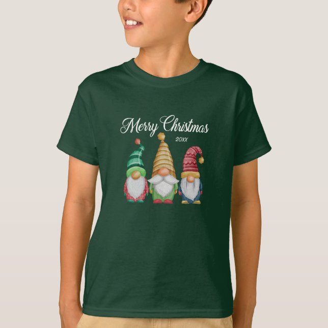 Camiseta Feliz Navidad Festividad Colorida Gnomes Verde (Anverso)