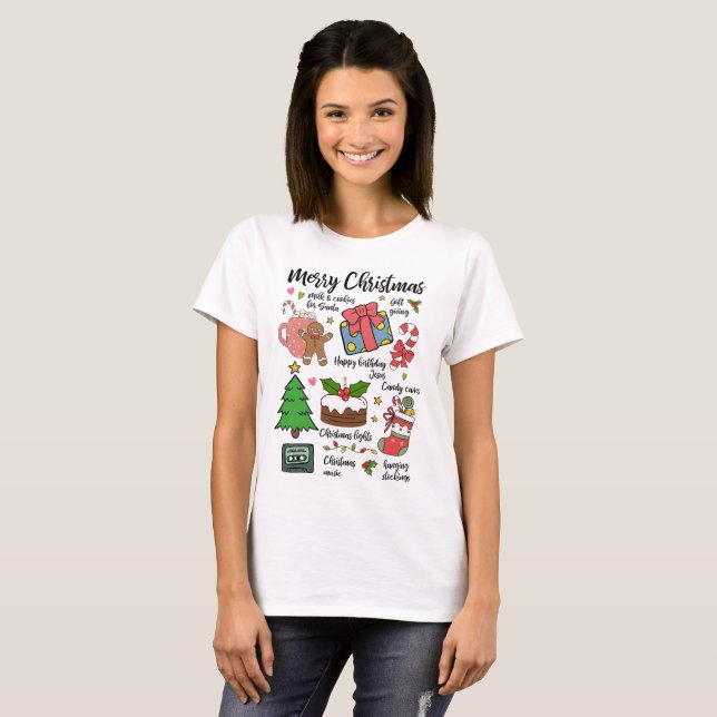 Camiseta Feliz Navidad Festividad religiosa (Anverso completo)