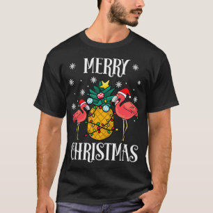 Camiseta Feliz Navidad Flamingo Pineapple Cute Holiday