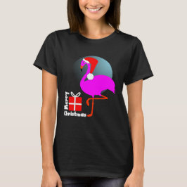 Camiseta Feliz Navidad Flamingo Rosa Cute Gráfico de moda