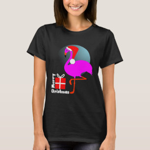 Camiseta Feliz Navidad Flamingo Rosa Cute Gráfico de moda